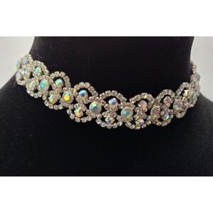 AB‎ Rhinestone Choker Necklace Bridal Prom Coquette Glam Christina Collection